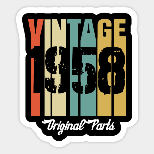 Vintage 1958 Original Parts Retro Vintage Birthday Gifts 62s Sticker